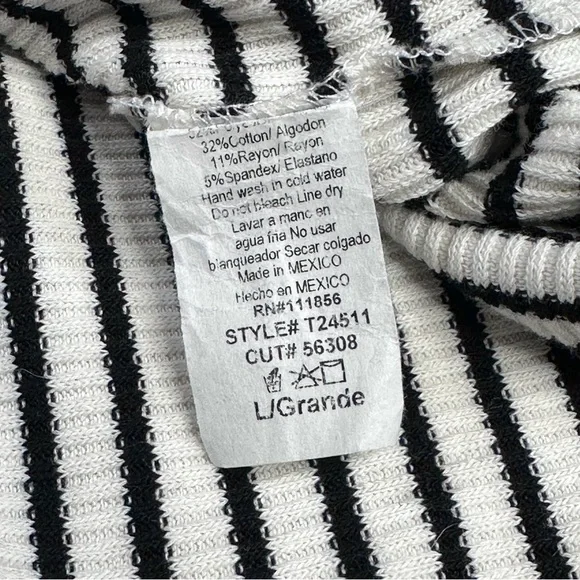 Carly Jean Los Angeles Black and White Striped Long Sleeve Top - Picture 5 of 5